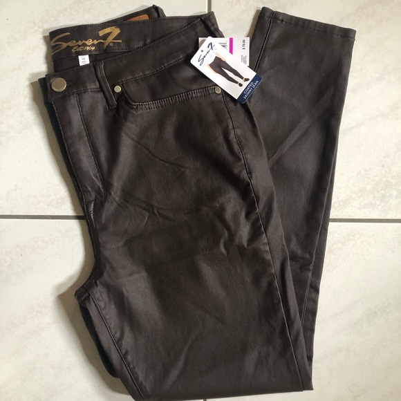 SEVEN 7 stretch Skinny Coated Jeans. Faux leather. Size: 16 - Picture 2 of 9
